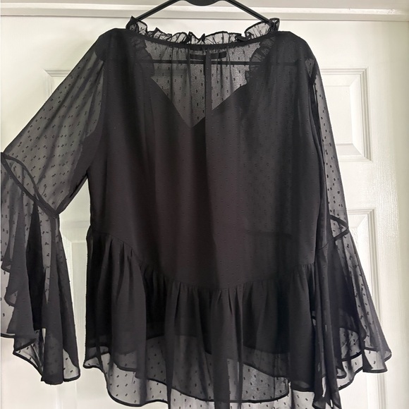White House Black Market Sheer Black Blouse - Picture 2 of 3